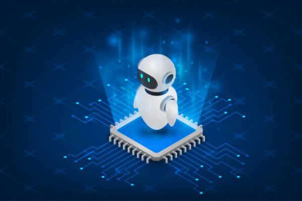 Artificial intelligence ai robot, process isometric, digital technology computer equipment, big data processing.